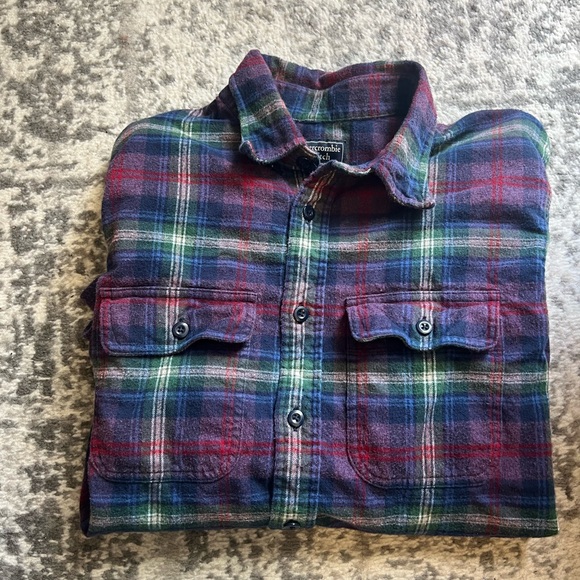 Abercrombie & Fitch Plaid Flannel Button Up size L - Picture 3 of 11